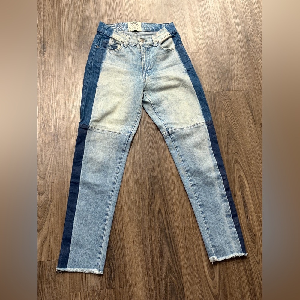 REVICE Two-Tone Raw Hem Jeans - Size 25